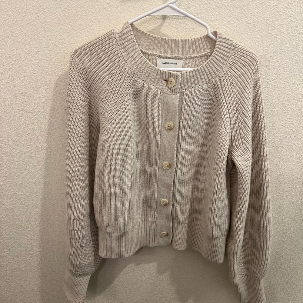 Banana Republic Beige Button-Up Cardigan